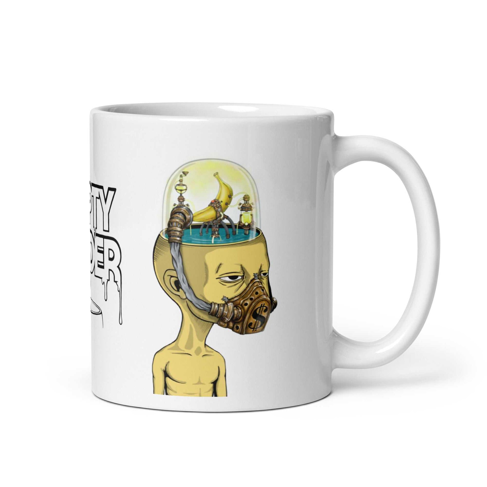 Banana Mind White Glossy MugIntroducing our delightful Banana Mind Mug! Sip your favorite beverages in style with this vibrant yellow mug that will surely bring a smile to your face. Featuring F.U. ShopHOZZY Artistry Store